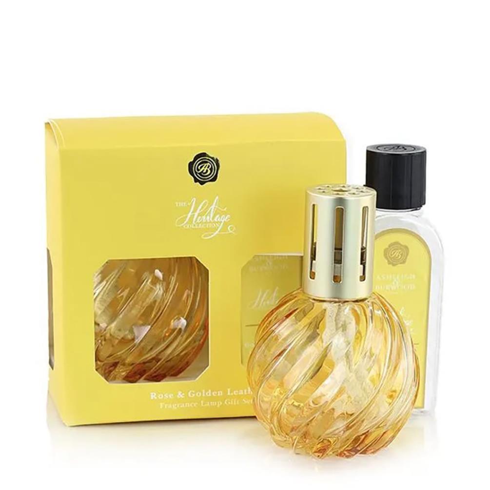Ashleigh & Burwood Gold Fragrance Lamp & Rose & Golden Leather Gift Set £35.96